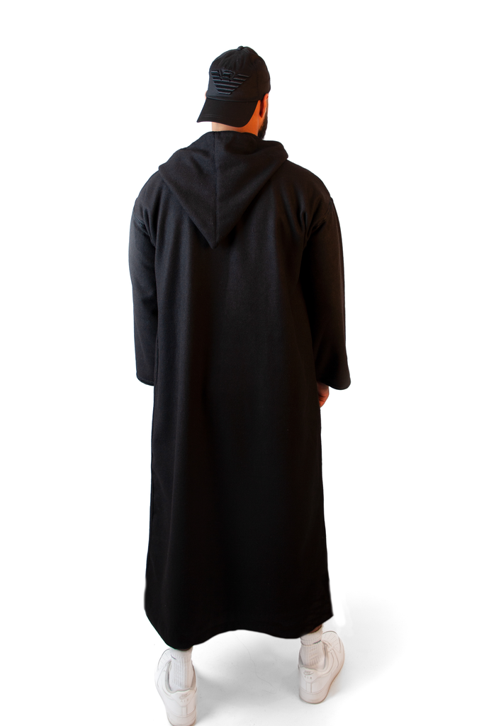 black moroccan thobe hooded