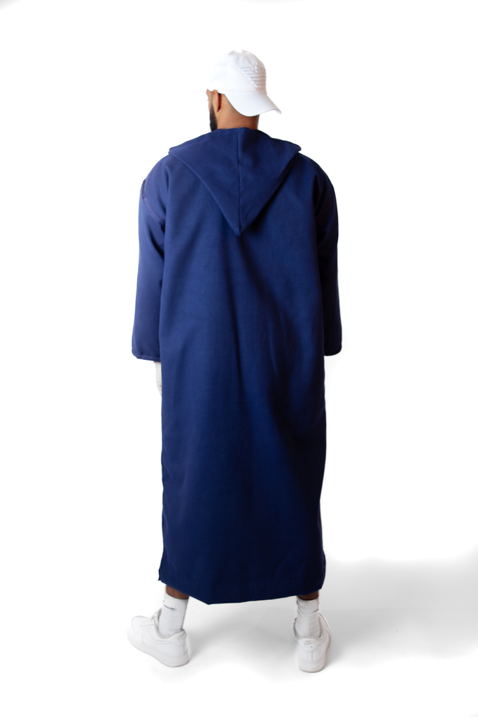 blue hooded moroccan thobe