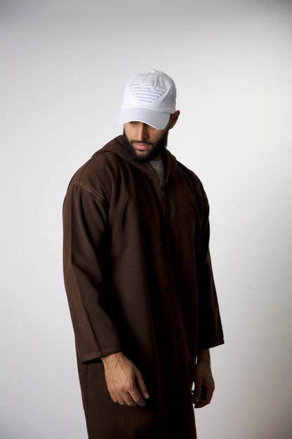 brown moroccan thobe with hat