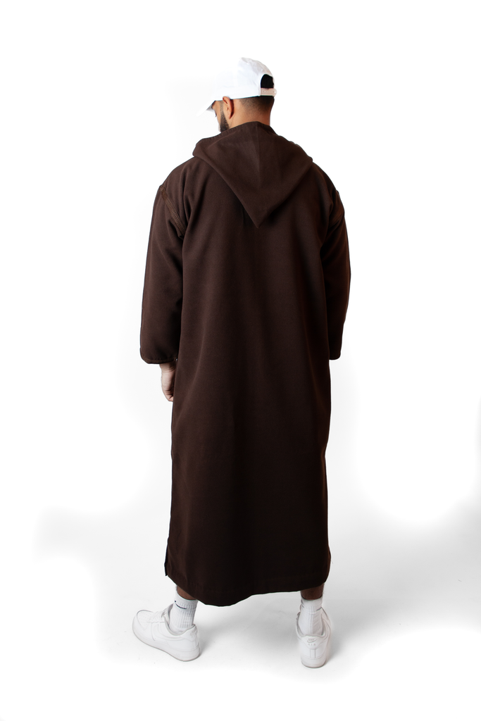 hooded brown moroccan thobe